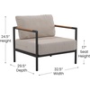 image:imageFlash Furniture Lea IndoorOutdoor Patio Chair with Cushions  Modern Aluminum Framed Chair with Teak Accented Arms Black with Beige CushionsBeige