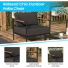 image:imageFlash Furniture Lea IndoorOutdoor Patio Chair with Cushions  Modern Aluminum Framed Chair with Teak Accented Arms Black with Beige CushionsCharcoal