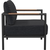 image:imageFlash Furniture Lea IndoorOutdoor Patio Chair with Cushions  Modern Aluminum Framed Chair with Teak Accented Arms Black with Beige CushionsCharcoal