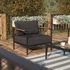 image:imageFlash Furniture Lea IndoorOutdoor Patio Chair with Cushions  Modern Aluminum Framed Chair with Teak Accented Arms Black with Beige CushionsCharcoal