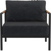 image:imageFlash Furniture Lea IndoorOutdoor Patio Chair with Cushions  Modern Aluminum Framed Chair with Teak Accented Arms Black with Beige CushionsCharcoal