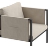 image:imageFlash Furniture Lea IndoorOutdoor Patio Chair with Cushions  Modern Steel Framed Chair with Storage Pockets Black with Beige CushionsLight Gray