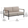 image:imageFlash Furniture Lea IndoorOutdoor Patio Loveseat with CushionsModern Aluminum Framed Loveseat with Teak Accent Arms Black with Beige Cushions