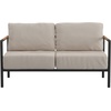 image:imageFlash Furniture Lea IndoorOutdoor Patio Loveseat with CushionsModern Aluminum Framed Loveseat with Teak Accent Arms Black with Beige Cushions