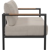 image:imageFlash Furniture Lea IndoorOutdoor Patio Loveseat with CushionsModern Aluminum Framed Loveseat with Teak Accent Arms Black with Beige Cushions