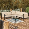 image:imageFlash Furniture Lea IndoorOutdoor Sectional with Cushions  Modern Steel Framed Chair with Dual Storage Pockets Black with Beige CushionsLight Gray