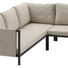 image:imageFlash Furniture Lea IndoorOutdoor Sectional with Cushions  Modern Steel Framed Chair with Dual Storage Pockets Black with Beige CushionsLight Gray