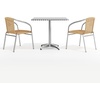 image:imageFlash Furniture Lila 315 Square Aluminum IndoorOutdoor Table Set with 2 Black Rattan ChairsBeige
