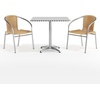 image:imageFlash Furniture Lila 315 Square Aluminum IndoorOutdoor Table Set with 2 Black Rattan ChairsBeige