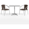 image:imageFlash Furniture Lila 315 Square Aluminum IndoorOutdoor Table Set with 2 Black Rattan ChairsDark Brown
