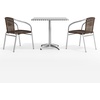 image:imageFlash Furniture Lila 315 Square Aluminum IndoorOutdoor Table Set with 2 Black Rattan ChairsDark Brown