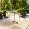 image:imageFlash Furniture Lila 315 Square Aluminum IndoorOutdoor Table Set with 2 Black Rattan ChairsDark Brown