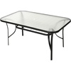 image:imageFlash Furniture Lila Commercial 7Piece Outdoor Dining Set Tempered Glass Patio Table with Umbrella Hole 6 Triple Slat Chairs 60 Black