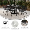 image:imageFlash Furniture Lila Commercial 7Piece Outdoor Dining Set Tempered Glass Patio Table with Umbrella Hole 6 Triple Slat Chairs 60 Black