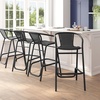 image:imageFlash Furniture Lila Commercial Grade Rattan IndoorOutdoor Commercial Restaurant Barstool  Rattan Seat and Back  Footrest  GrayBlack