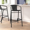 image:imageFlash Furniture Lila Commercial Grade Rattan IndoorOutdoor Commercial Restaurant Barstool  Rattan Seat and Back  Footrest  GrayBlack