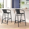image:imageFlash Furniture Lila Commercial Grade Rattan IndoorOutdoor Commercial Restaurant Barstool  Rattan Seat and Back  Footrest  GrayBlack