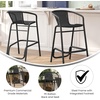 image:imageFlash Furniture Lila Commercial Grade Rattan IndoorOutdoor Commercial Restaurant Barstool  Rattan Seat and Back  Footrest  GrayBlack