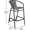 image:imageFlash Furniture Lila Commercial Grade Rattan IndoorOutdoor Commercial Restaurant Barstool  Rattan Seat and Back  Footrest  GrayGrey