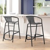 image:imageFlash Furniture Lila Commercial Grade Rattan IndoorOutdoor Commercial Restaurant Barstool  Rattan Seat and Back  Footrest  GrayGrey