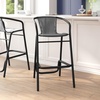 image:imageFlash Furniture Lila Commercial Grade Rattan IndoorOutdoor Commercial Restaurant Barstool  Rattan Seat and Back  Footrest  GrayGrey