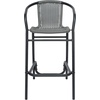 image:imageFlash Furniture Lila Commercial Grade Rattan IndoorOutdoor Commercial Restaurant Barstool  Rattan Seat and Back  Footrest  GrayGrey