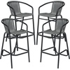 image:imageFlash Furniture Lila Commercial Grade Rattan IndoorOutdoor Commercial Restaurant Barstool  Rattan Seat and Back  Footrest  GrayGrey