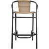 image:imageFlash Furniture Lila Commercial Grade Rattan IndoorOutdoor Commercial Restaurant Barstool  Rattan Seat and Back  Footrest  GrayMedium Brown