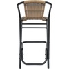 image:imageFlash Furniture Lila Commercial Grade Rattan IndoorOutdoor Commercial Restaurant Barstool  Rattan Seat and Back  Footrest  GrayMedium Brown
