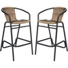 image:imageFlash Furniture Lila Commercial Grade Rattan IndoorOutdoor Commercial Restaurant Barstool  Rattan Seat and Back  Footrest  GrayMedium Brown