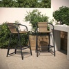 image:imageFlash Furniture Lila Commercial Grade Rattan IndoorOutdoor Commercial Restaurant Barstool  Rattan Seat and Back  Footrest  GrayMedium Brown