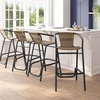 image:imageFlash Furniture Lila Commercial Grade Rattan IndoorOutdoor Commercial Restaurant Barstool  Rattan Seat and Back  Footrest  GrayMedium Brown