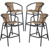image:imageFlash Furniture Lila Commercial Grade Rattan IndoorOutdoor Commercial Restaurant Barstool  Rattan Seat and Back  Footrest  GrayMedium Brown