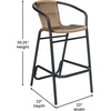 image:imageFlash Furniture Lila Commercial Grade Rattan IndoorOutdoor Commercial Restaurant Barstool  Rattan Seat and Back  Footrest  GrayMedium Brown