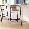 image:imageFlash Furniture Lila Commercial Grade Rattan IndoorOutdoor Commercial Restaurant Barstool  Rattan Seat and Back  Footrest  GrayMedium Brown