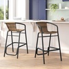 image:imageFlash Furniture Lila Commercial Grade Rattan IndoorOutdoor Commercial Restaurant Barstool  Rattan Seat and Back  Footrest  GrayMedium Brown