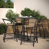 image:imageFlash Furniture Lila Commercial Grade Rattan IndoorOutdoor Commercial Restaurant Barstool  Rattan Seat and Back  Footrest  GrayMedium Brown