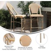 image:imageFlash Furniture Lourdes Commercial Grade Bistro Bar Height Stool Stackable IndoorOutdoor Dining Stool 30 High WhiteGray and Bamboo Finish Set of 2Natural  WhiteLight Natural Frame