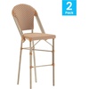 image:imageFlash Furniture Lourdes Commercial Grade Bistro Bar Height Stool Stackable IndoorOutdoor Dining Stool 30 High WhiteGray and Bamboo Finish Set of 2Natural  WhiteLight Natural Frame