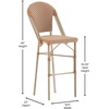 image:imageFlash Furniture Lourdes Commercial Grade Bistro Bar Height Stool Stackable IndoorOutdoor Dining Stool 30 High WhiteGray and Bamboo Finish Set of 2Natural  WhiteLight Natural Frame