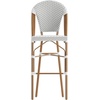image:imageFlash Furniture Lourdes Commercial Grade Bistro Bar Height Stool Stackable IndoorOutdoor Dining Stool 30 High WhiteGray and Bamboo Finish Set of 2White  GrayNatural Frame
