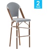 image:imageFlash Furniture Lourdes Commercial Grade Bistro Bar Height Stool Stackable IndoorOutdoor Dining Stool 30 High WhiteGray and Bamboo Finish Set of 2White  NavyNatural Frame