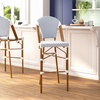 image:imageFlash Furniture Lourdes Commercial Grade Bistro Bar Height Stool Stackable IndoorOutdoor Dining Stool 30 High WhiteGray and Bamboo Finish Set of 2White  NavyNatural Frame
