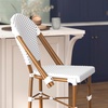 image:imageFlash Furniture Lourdes Commercial Grade Bistro Bar Height Stool Stackable IndoorOutdoor Dining Stool 30 High WhiteGray and Bamboo Finish Set of 2White  GrayNatural Frame