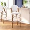 image:imageFlash Furniture Lourdes Commercial Grade Bistro Bar Height Stool Stackable IndoorOutdoor Dining Stool 30 High WhiteGray and Bamboo Finish Set of 2White  GrayNatural Frame