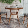 image:imageFlash Furniture Lourdes IndoorOutdoor Commercial Bistro Table  Tempered Glass Top  PE Rattan  Natural Bamboo Print Aluminum Frame  315  BlackWhiteBlack  White RattanNatural Frame