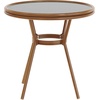 image:imageFlash Furniture Lourdes IndoorOutdoor Commercial Bistro Table  Tempered Glass Top  PE Rattan  Natural Bamboo Print Aluminum Frame  315  BlackWhiteBlack  White RattanNatural Frame