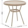 image:imageFlash Furniture Lourdes IndoorOutdoor Commercial Bistro Table  Tempered Glass Top  PE Rattan  Natural Bamboo Print Aluminum Frame  315  BlackWhiteNatural  White RattanLight Natural Frame