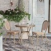 image:imageFlash Furniture Lourdes IndoorOutdoor Commercial Bistro Table  Tempered Glass Top  PE Rattan  Natural Bamboo Print Aluminum Frame  315  BlackWhiteNatural  White RattanLight Natural Frame