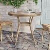 image:imageFlash Furniture Lourdes IndoorOutdoor Commercial Bistro Table  Tempered Glass Top  PE Rattan  Natural Bamboo Print Aluminum Frame  315  BlackWhiteNatural  White RattanLight Natural Frame
